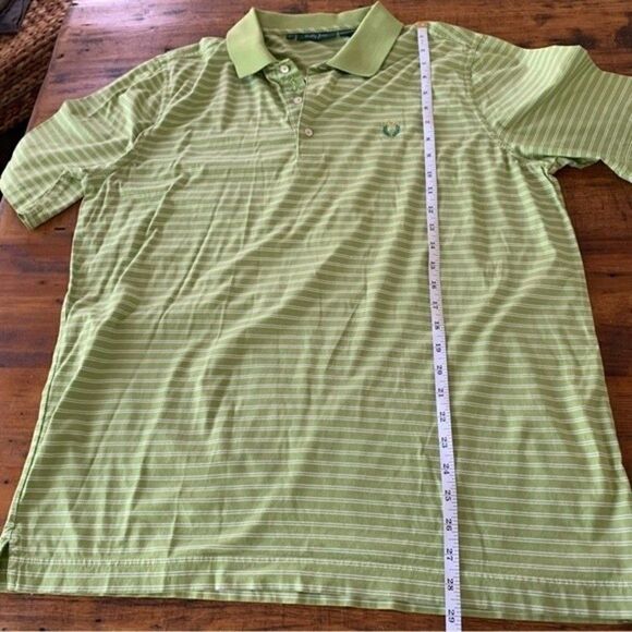 Bobby Jones Green Pima Cotton Striped Golf 3 Button Polo Sz L - Picture 6 of 8